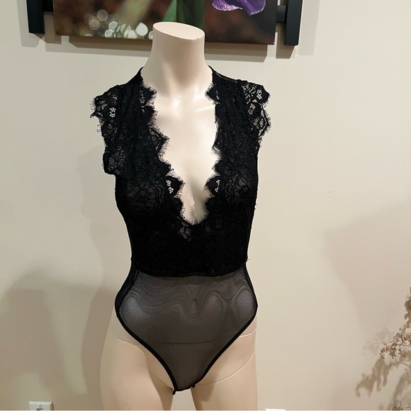 Revamped Tops - ⭐️SOLD⭐️COPY - Revamped black mesh & lace bodysuit 💜